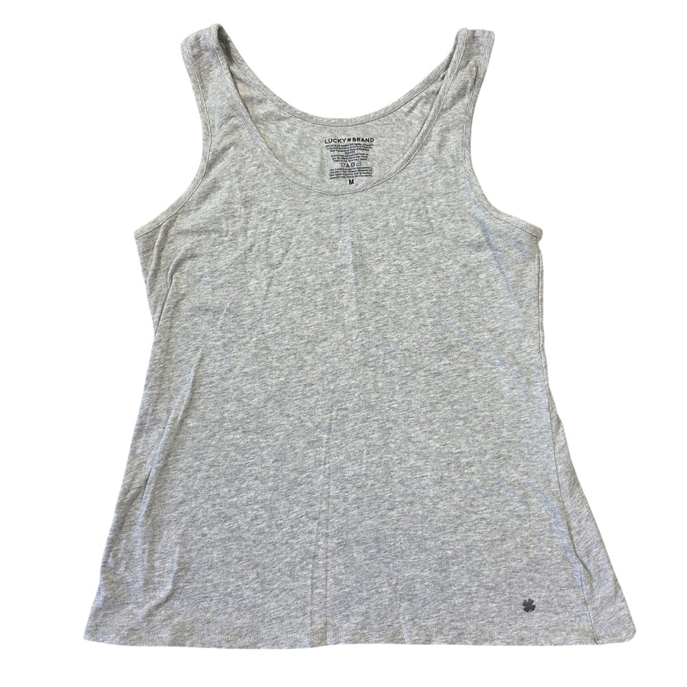 Lucky Brand Womens Heather Gray Scoop Neck Cotton Stretch Tank Top M Western